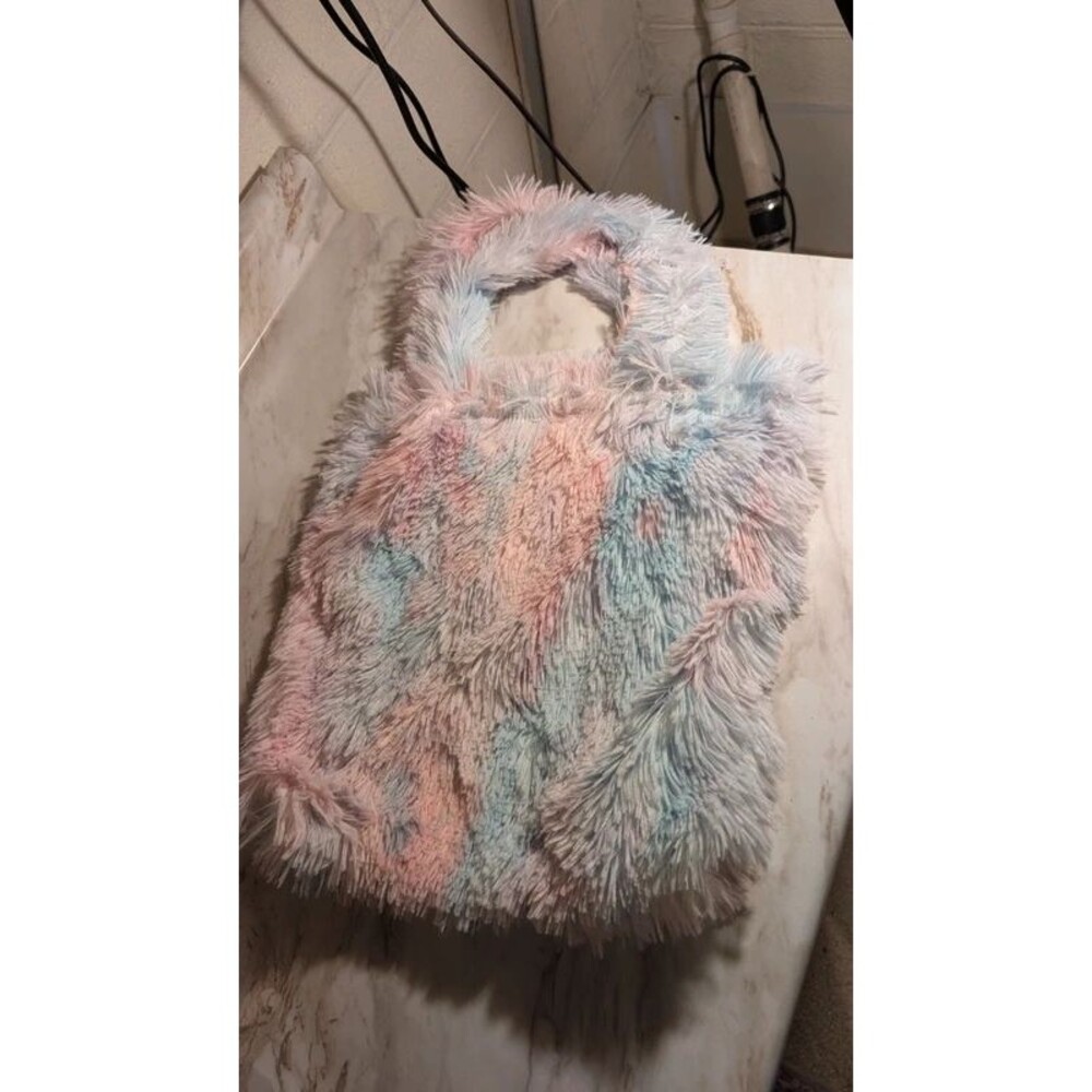 Jessica Simpson faux fur tote bag